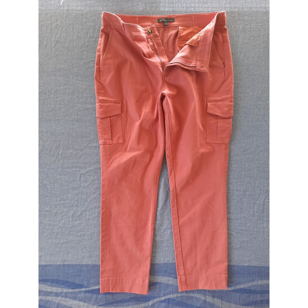 Brooks Brothers Womens Coral Pink Stretch‎ Cotton Cargo Pants Size 14 Utility